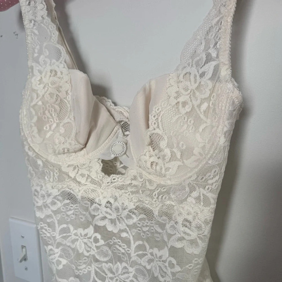 Elegant Vintage Lace Bodysuit in White Fairycore angelcore coquette dreamy 34B - Picture 3 of 8